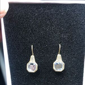Gorgeous Vintage Collectible Lia Sophia Retired Gold and Aqua Tone, Open hoop.